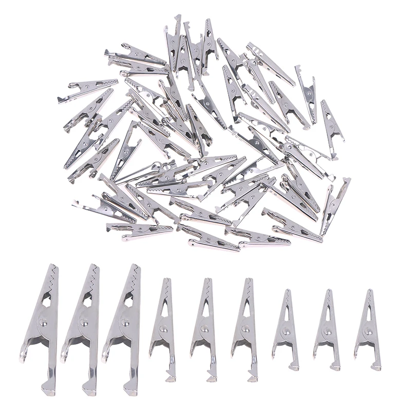 50PCS 28mm 35mm 45mm Mini Alligator Clips Mini Silver Metal Alligator Clip For Electric Testing For Battery Test