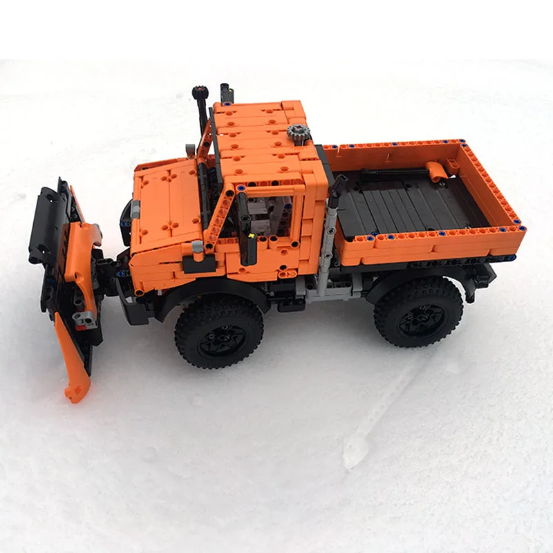 جديد 1264 قطعة MOC Unimog U1400 Snowplow شاحنة اللبنات نموذج ، لتقوم بها بنفسك F-150 رابتور سيارة الطوب الفني لعبة هدية #5