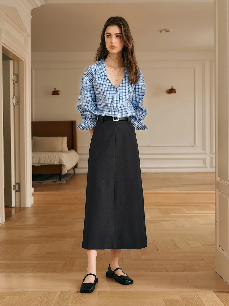 

OLrain Women's Gray Skirt 2025 New Temperament Commuter Straight Long Skirt Ladies Clothes M57CB95858