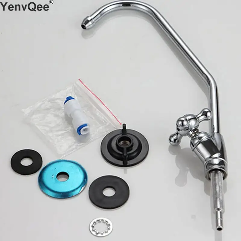 Water filter parts Stainless Steel Faucet sets  With pipe connector Water purifier Tap Kitchen RO Faucet 1/4 Inch Connect Hose