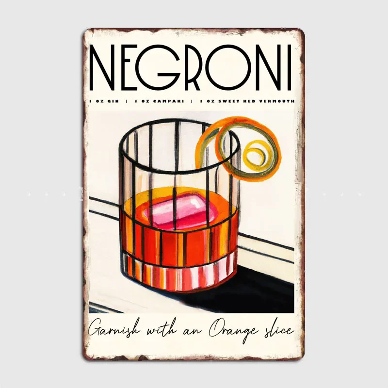 Classic Negroni Beer Poster Retro Metal Sign Posters Room Decoration Indoor Custom Decor Club Bar Home Decor Wall Decorations