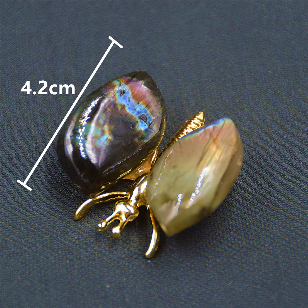 1PC Natural Crystal Labradorite Stone Gemstone Butterfly Healing Moonstone Sunstone Animal Room Decoration Ornament Gift