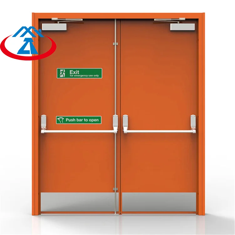 Red 1600mmW*2200mmH Double Fire Doors  90mins fireproof time  Emergency Steel Fire Exit Door with Panic Bar