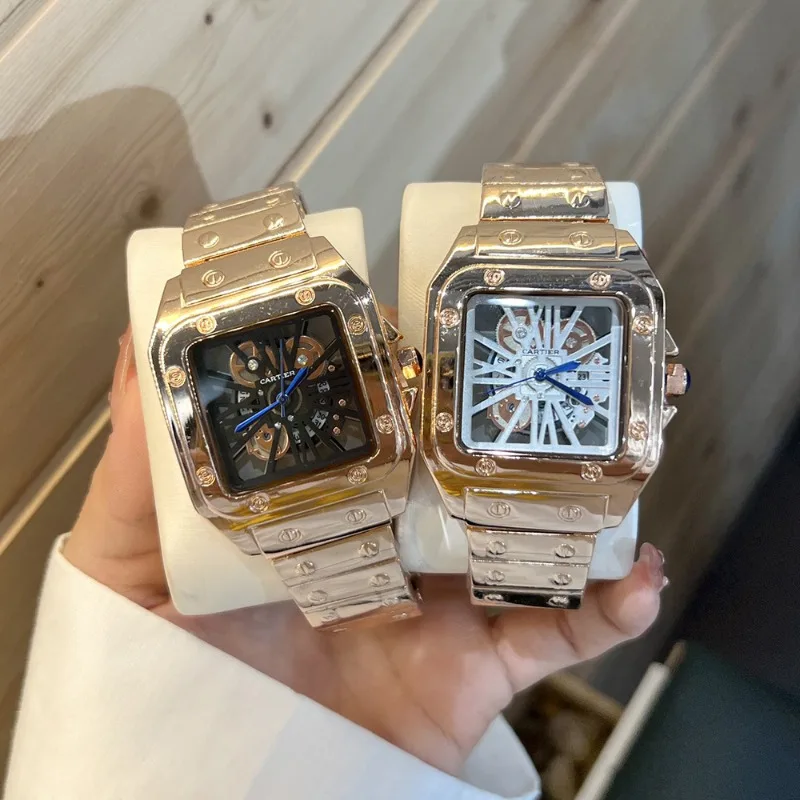 

Роскошные кварцевые часы унисекс, 2025 г., с сапфировым стеклом, водонепроницаемый ремешок из нержавеющей стали 100 м, светящийся календарь, хронограф