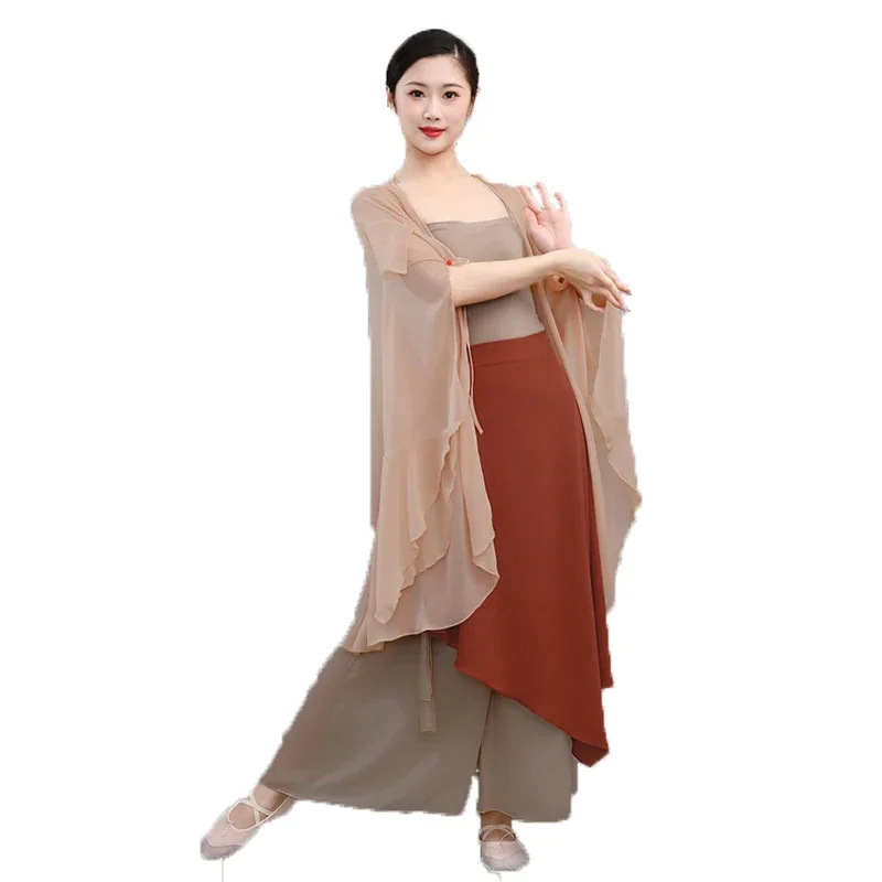 女性のための中国のスタイルのクラシックダンスの衣装、フローティングボディリズム、ステージパフォーマンスの服、新しいガーゼ