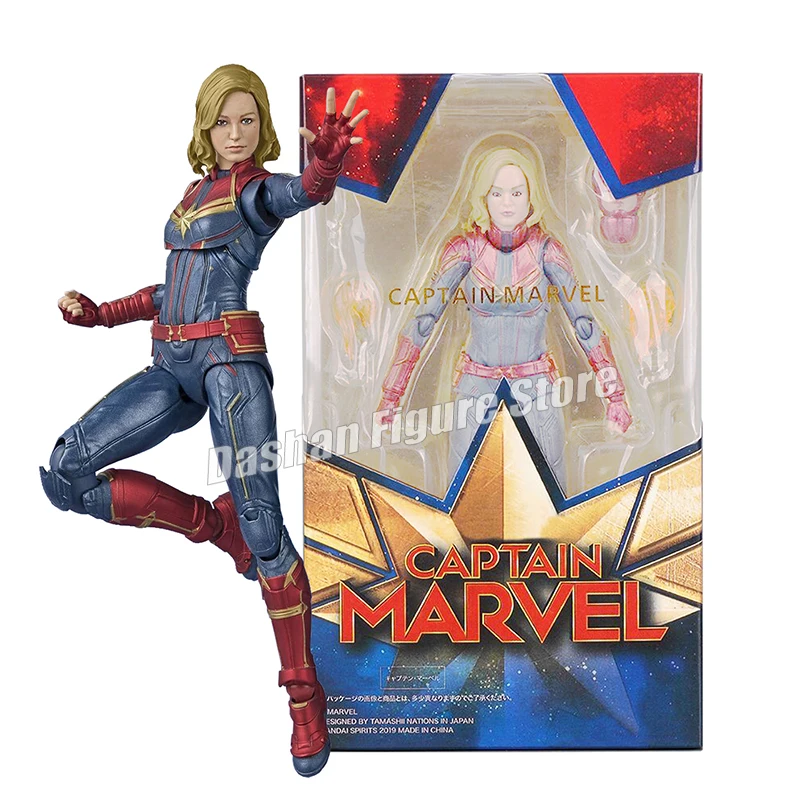 SHF Captain Marvel Actionfigur, 15 cm, Carol Danvers Figur, PVC, beweglich, The Avengers Collection, Modellspielzeug, Ornamente für Geschenke