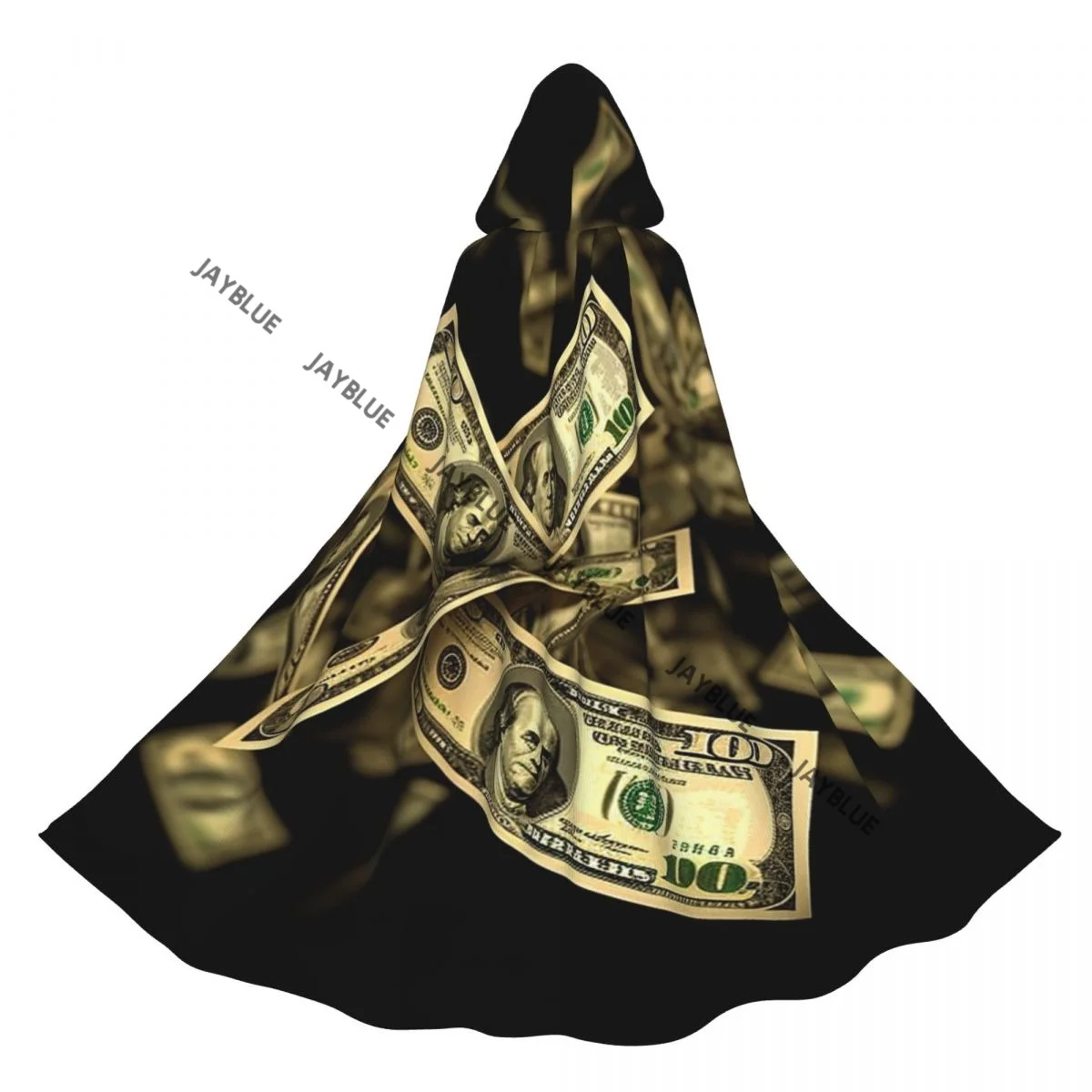 Unisex Witch Party Reversible Hooded Adult Vampires Cape Cloak Dollar Sign Money