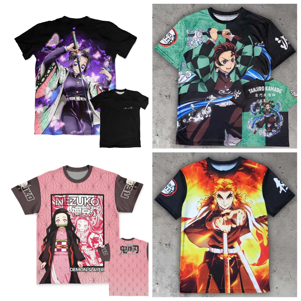 Summer New Anime #Demon Slayer# Unisex Plus-size Loose Casual Sports Breathable Quick-drying Short Sleeves for Adults/children