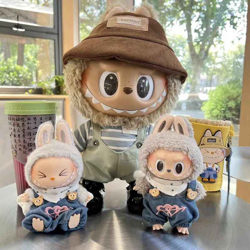 ชุดลำลองสำหรับตุ๊กตาไวนิลขนาดใหญ่ 38 ซม. รุ่น Popmart Bubble Labubus Spring Summer Wild Labubu  ชุดเสื้อผ้าเท่านั้น