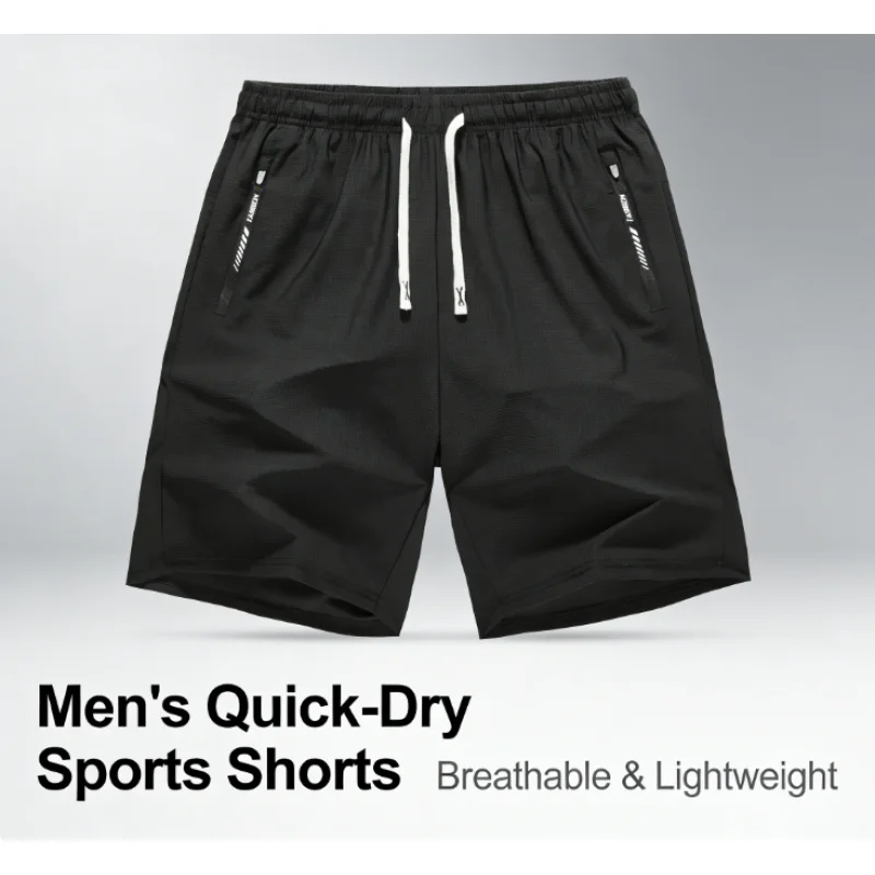 

Легкие удобные спортивные шорты из быстросохнущей влагоотводящей ткани с карманами на молнии и эластичным поясом для занятий спортом на открытом воздухе и бега