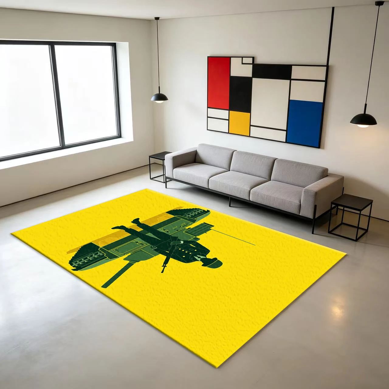 Military Soldier Tank Pattern Carpet Floor Fashion Printed Floor Mat Suitable for Home Interior Decoration