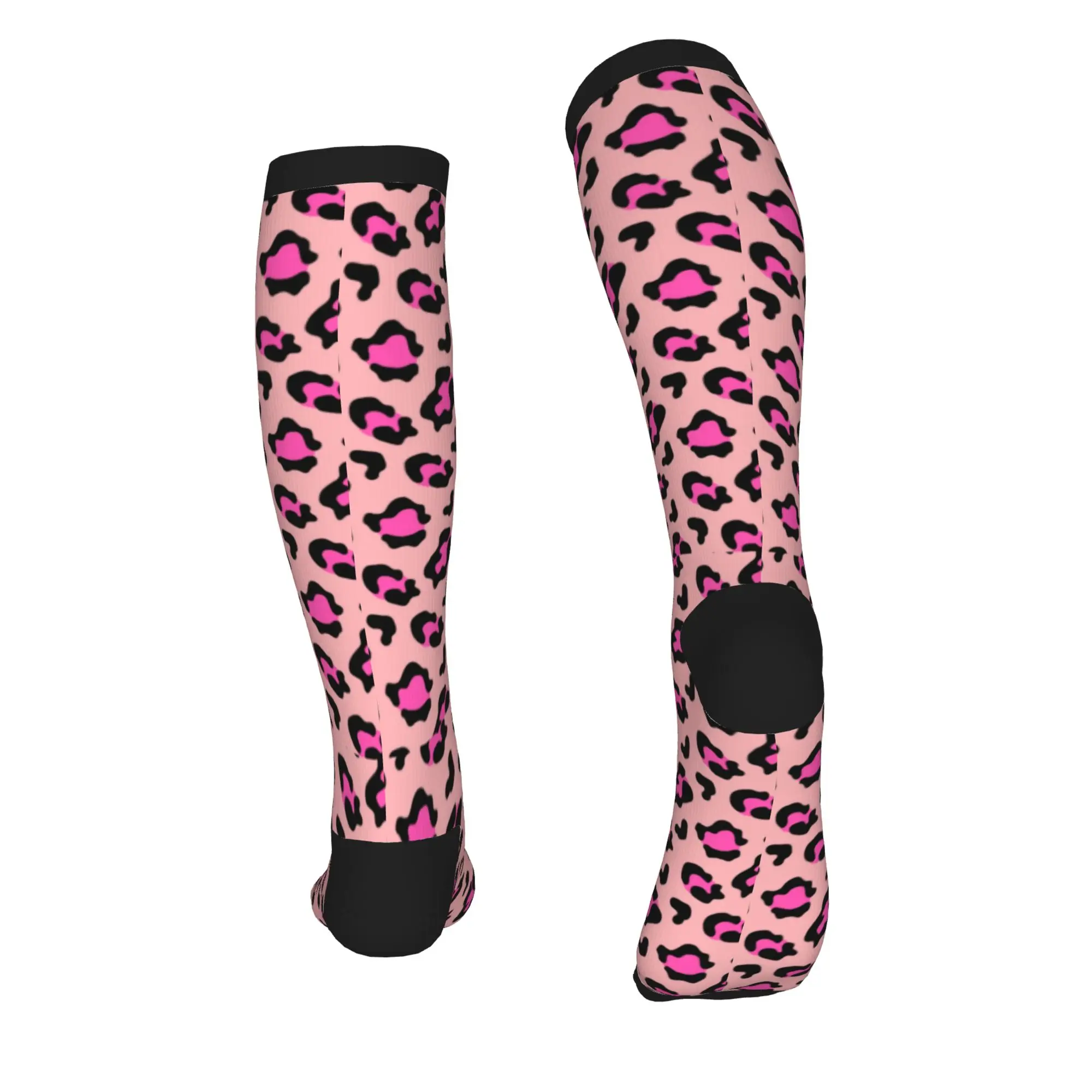 Pink Spotted Animal Pattern Men's Sports Compression Socks Unisex Fashion 3D Print  Dress Socks view 3