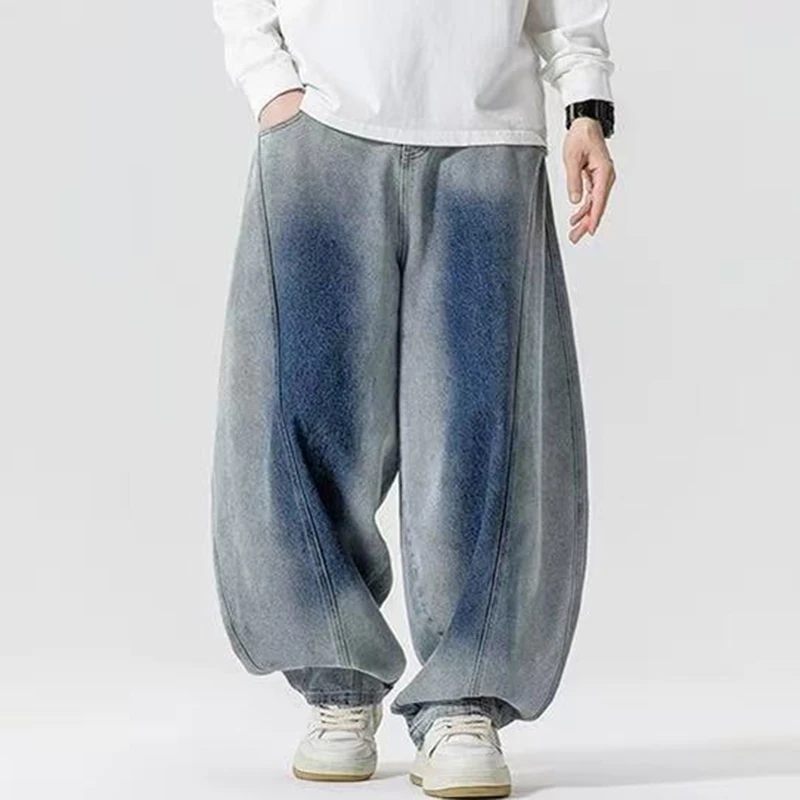 Men Casual Harem Jeans New Arrival 2026 Spring Vintage Style Gradient Color Streetwear Hip Hop Loose Male Denim Trousers N059