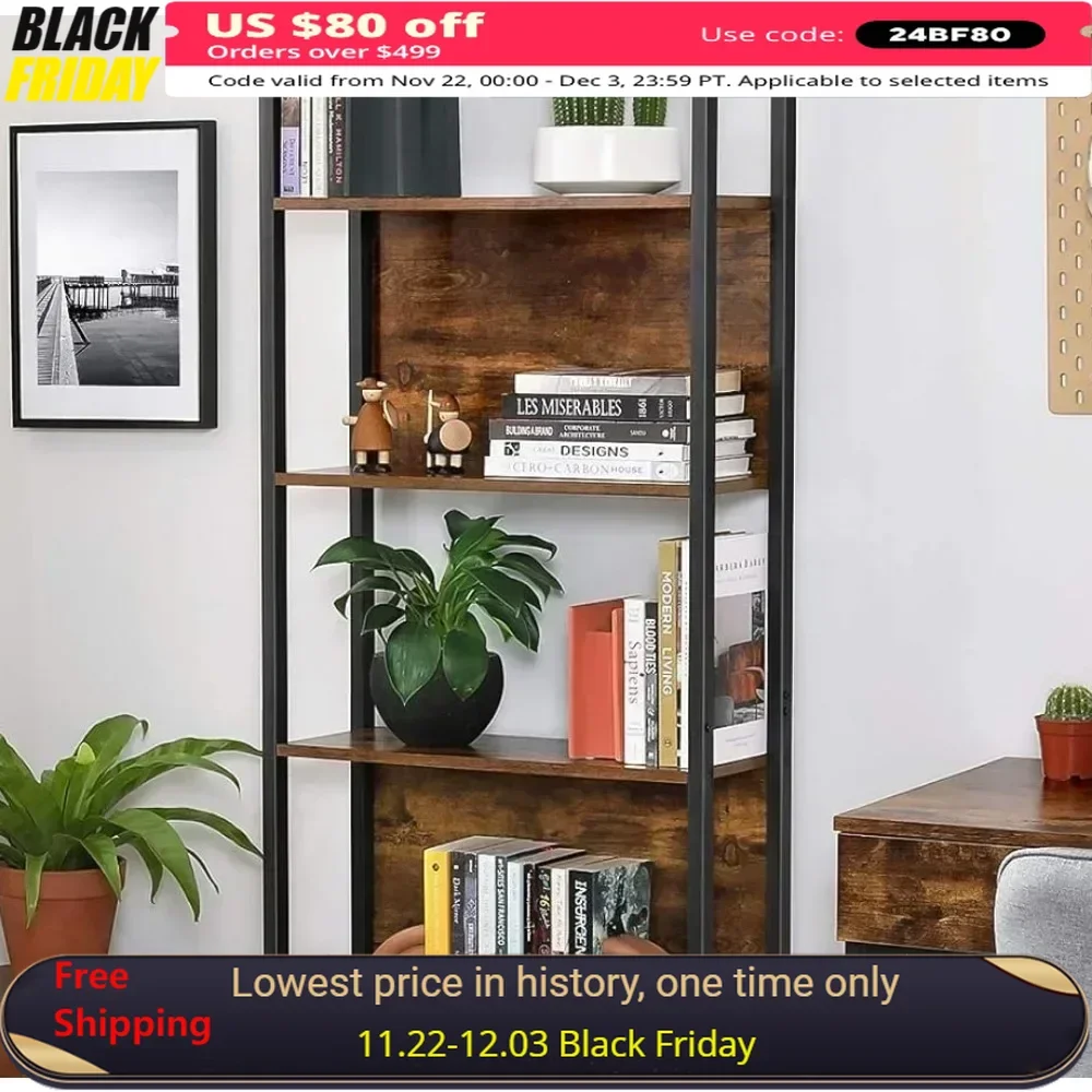 

Book case5 Tiers Bookshelf, Classically Tall Bookcase Shelf,Book Rack,Modern Holder in /Living Room,Storage Shelves for Books