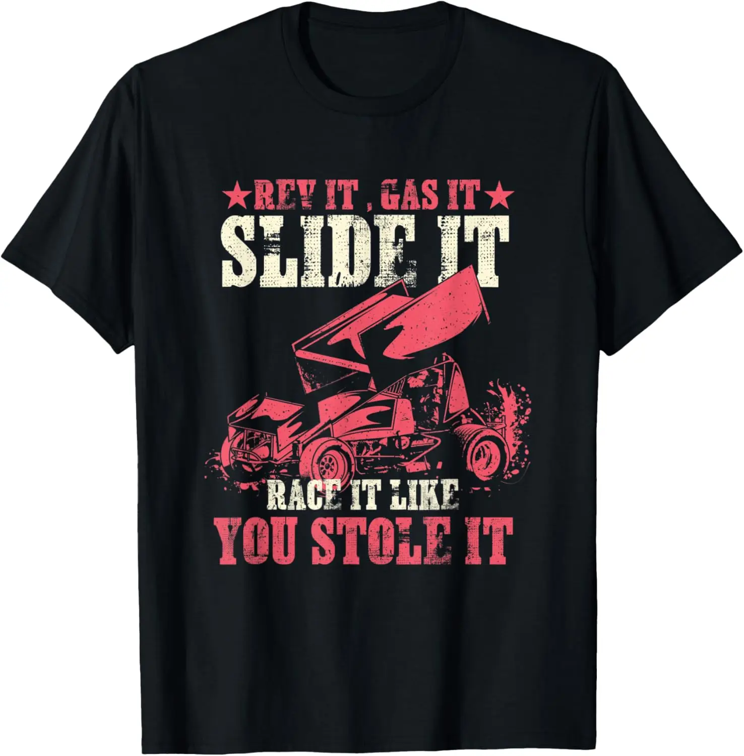 Sprint Car Racing Dirt Track Racing Fan Rev It Slide It T-Shirt