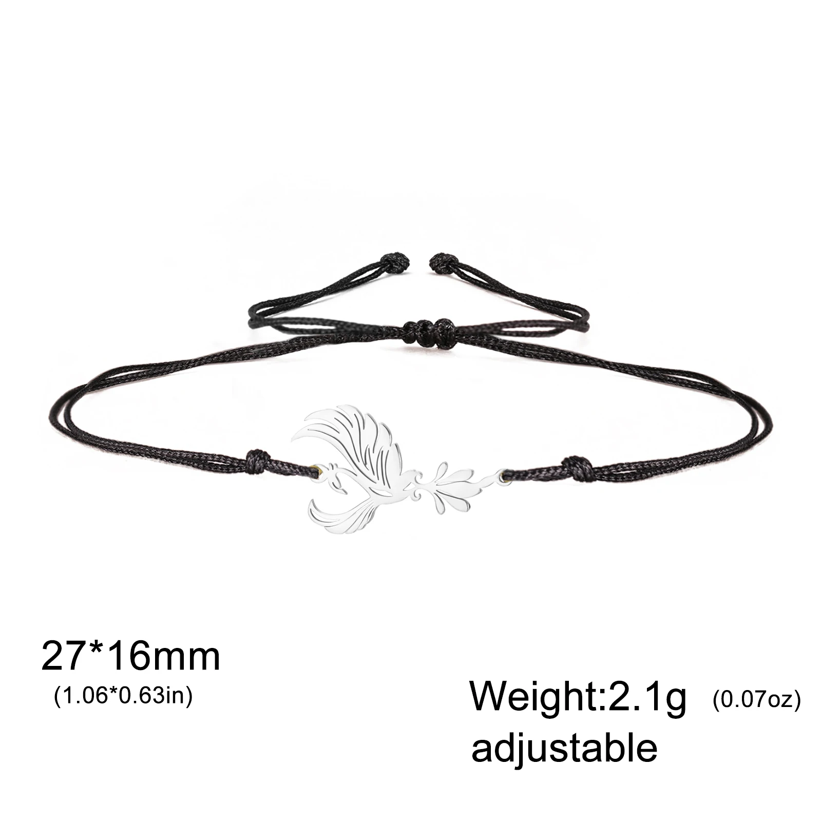 Reborn God Bird Phoenix Supernatural Amulet String Bracelet Gift for Woman Men Couple Bangle Stainless Steel Metal Jewelry - view 6