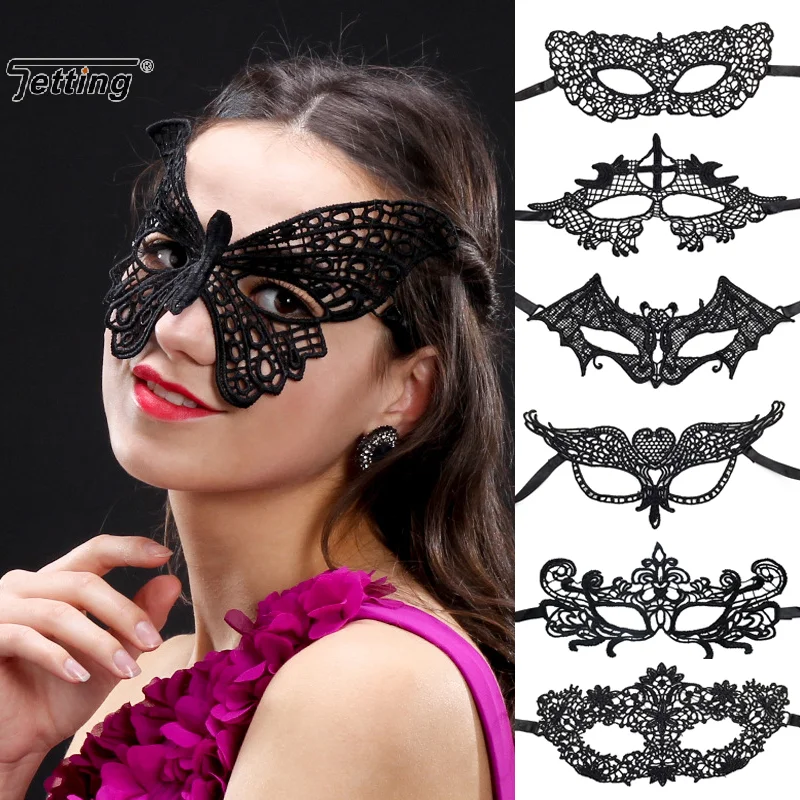 1pcs Halloween Black Queen Lace Mask No Fixed Shape Embroidery Appliques Party Costume Carnival Mask Woman Masquerade Mask