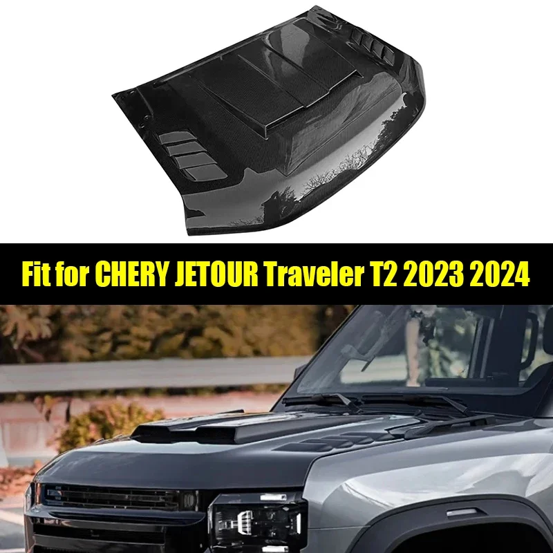 New! Car Off-road Hood Suitable for Chery Jetour Traveller T2 2023 2024 Modified Hood Carbon Fiber Upgrade Automotive Exterior P