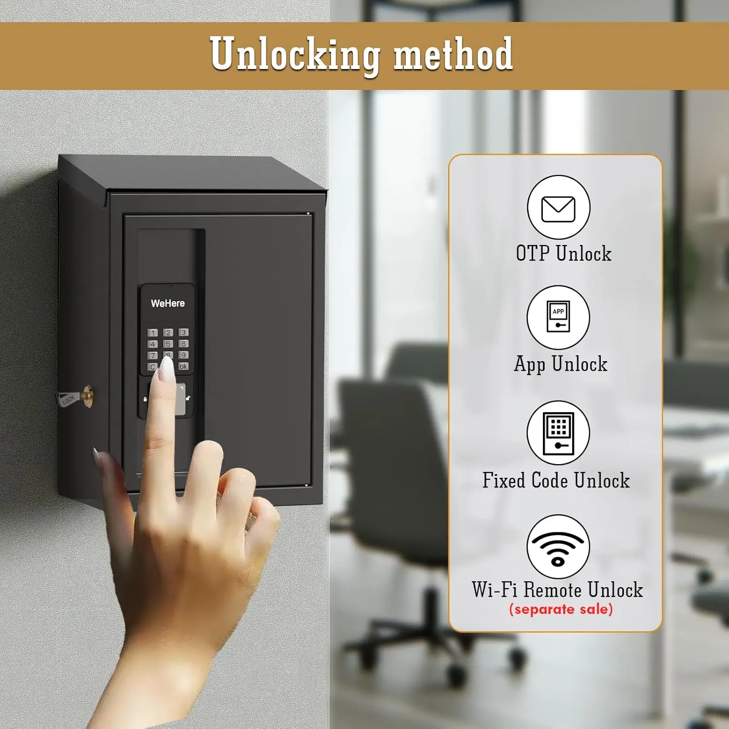 WeHere Key Drop Box with Smart Lock for Outside Wall Mount, Key Return Box for Automotive,Waterproof Design for Outdoor