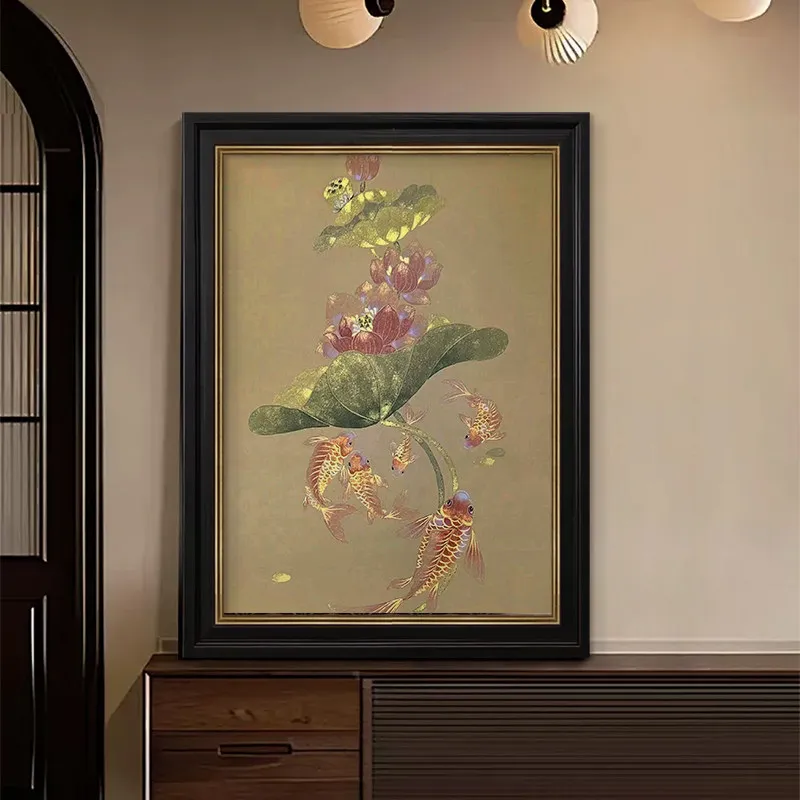 CX medieval style pure hand-painted oil painting living room decorative painting new Chinese restaurant hanging painting