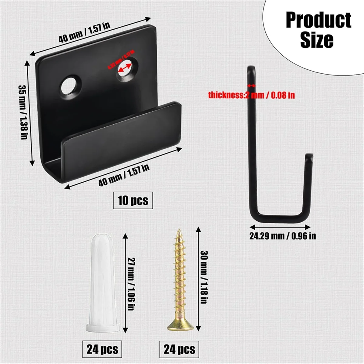 10 Pack Wall Mounted Mirror Clips Stainless Steel U Brackets with Screws Mirror Hanging Kit Heavy Duty Picture Hooks-AB09