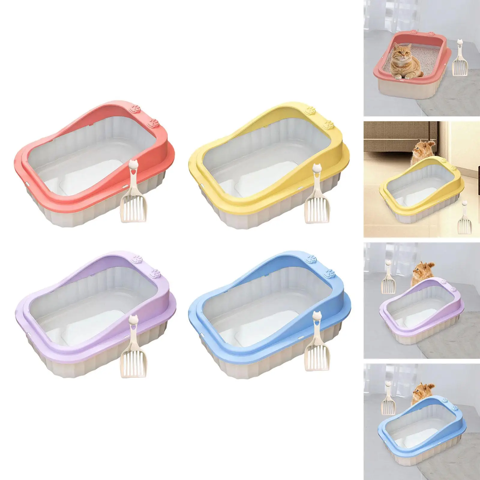 Cat Litter Box Cat Litter Basin Large Capacity Cat Bedpan Heighten Semi Closed