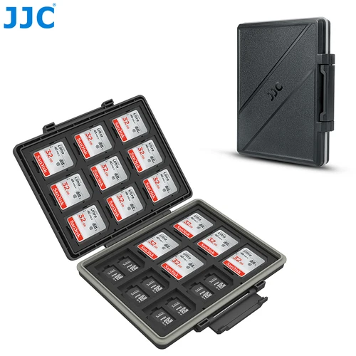 JJC-funda para tarjetas SD Microsd con 54 ranuras, soporte para tarjetas de memoria impermeable, caja de almacenamiento antiestática para 18 tarjetas SD y 36 tarjetas TF/Micro SD