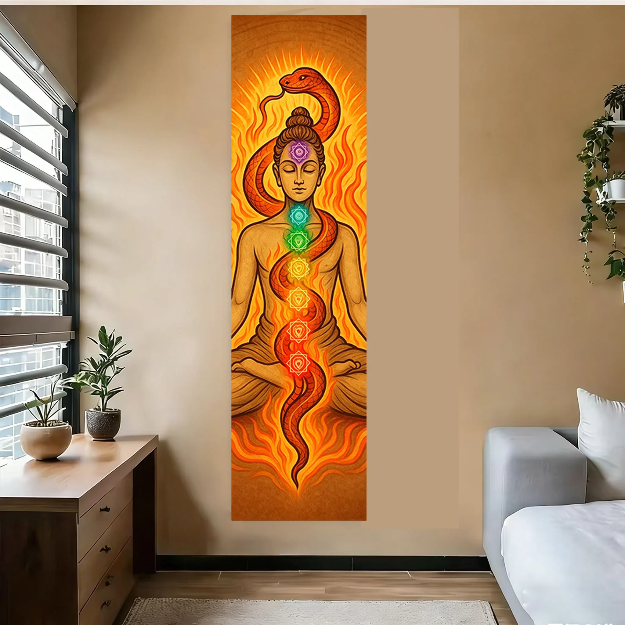 Seven-Chakra Yoga Meditation Background Cloth Tapestry Large Long Tapestry Room Stuff Suitable For Home Bedroom Wall Decoration