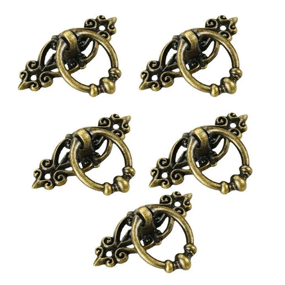 5PCS Zinc Alloy Retro Handle Cabinet Drawer Knob  Dressers Wardrobe Door Pullers Furniture Hardware Handle