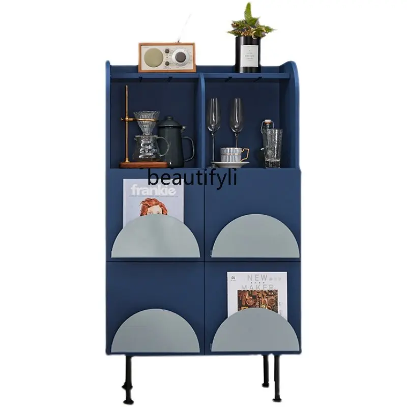 

Nordic Paint Sideboard Cabinet Gray Double Door Bookcase Creative Art Locker Personalized Storage Wine Cabinet