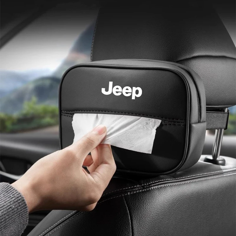 Car Interior Tissue Storage Bag Accessories Toilet Paper Organizer For Jeep Grand Cherokee Wrangler JK Gladiator Compass Patriot