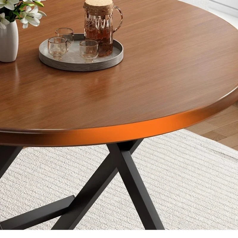 Carbon Steel Balcony Round Table, Foldable Dining Table for Home, X-Shaped Stable Legs, High Capacity Portable Stall Table