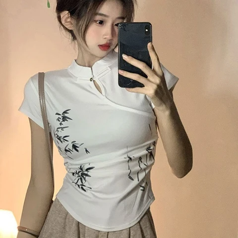 Женские футболки Matakawa черные хлопок Y2k E-Girl