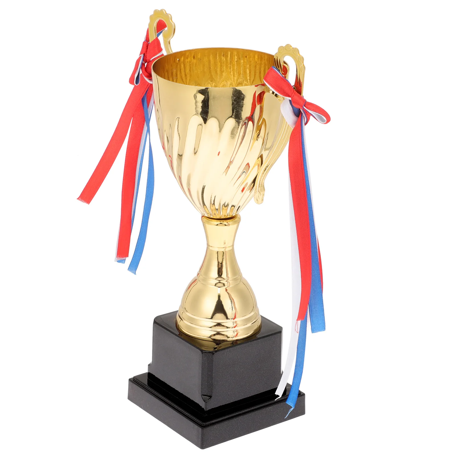 

Champions Trophy Cup Golden Durable Metal Plastic Large Black Base DIY Nameplate Sports Award Prize Kids Adults Competition