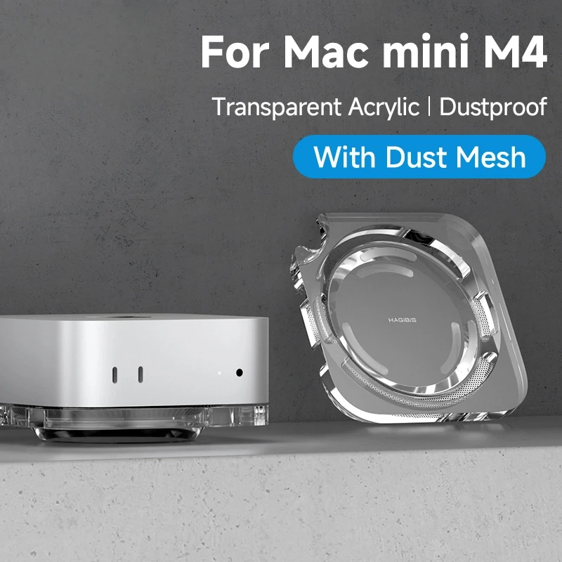 Desktop Dustproof Stand for Mac mini M4/M4 Pro Transparent Acrylic Dock Desk Holder Heat Disspation Mount Accessories