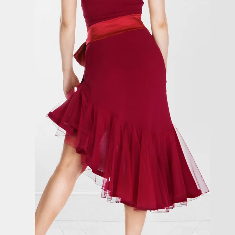 Dancing Legs Long High-end Latin Dance Bottoms Skirt Practice Clothes Short Skirt Adult Dance Skirt