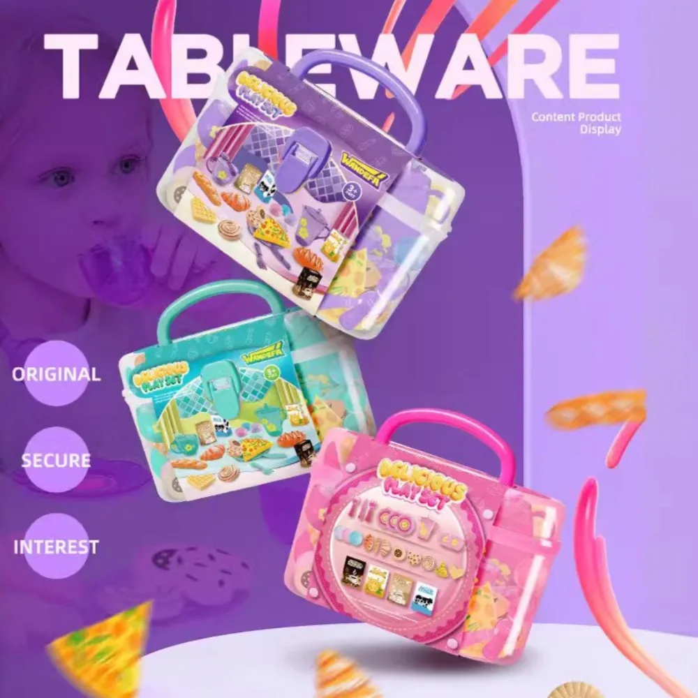 

Tea Time Playset Simulated Kitchen Playset Table Snack Pretend Cooking Kids Pretend Cooking Toy With Storage Case Montessori