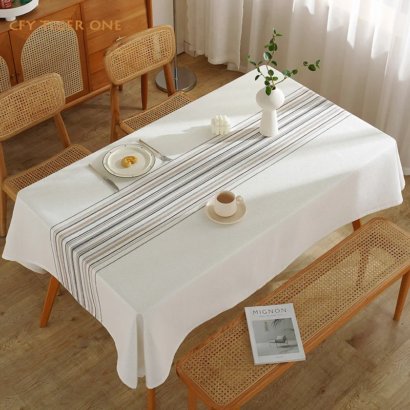 American Waffle Fabric Tablecloth Antifouling Rectangular Tablecloth Washable and Oil Resistant Coffee Table Mat Table Cover