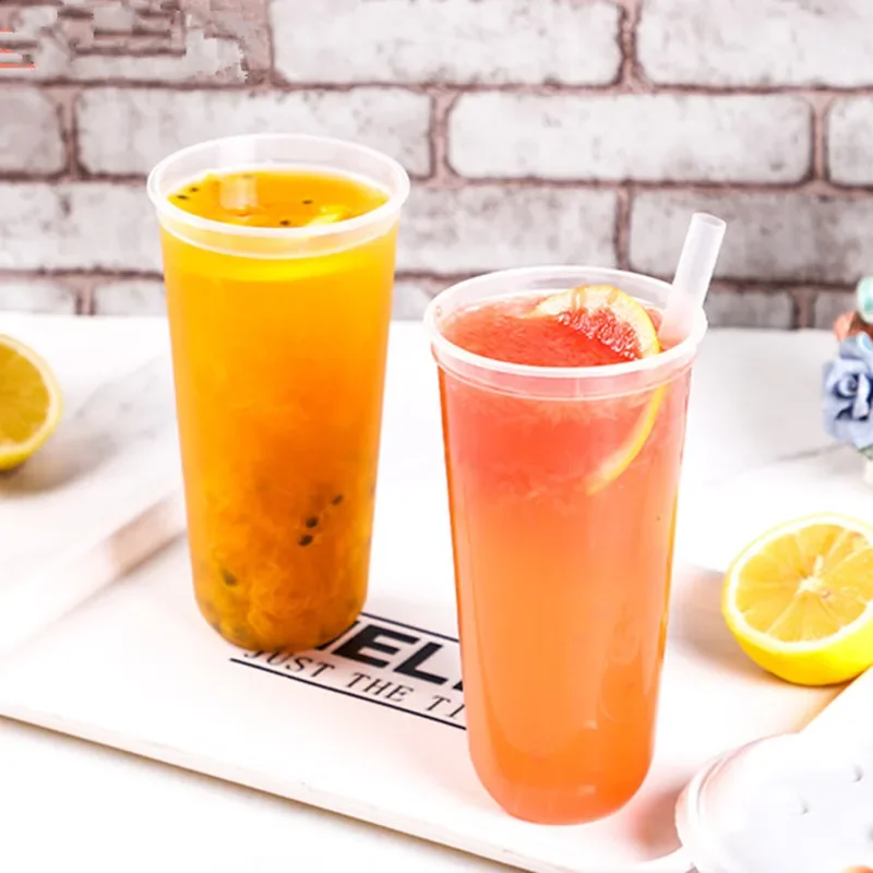 

50 шт., одноразовая кофейная чашка калибра 90 мм, толщина 500 мл, пластиковые чашки для дня рождения, йогурта, фруктового сока, молочного пузырькового чая с крышкой