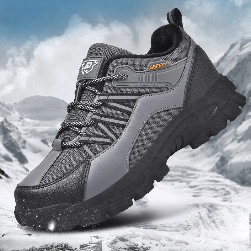 

Brand Winter Men's Boots Warm Men's Snow Boots High Quality Leather Men Sneakers Outdoor Men Hiking Boots Work Shoes