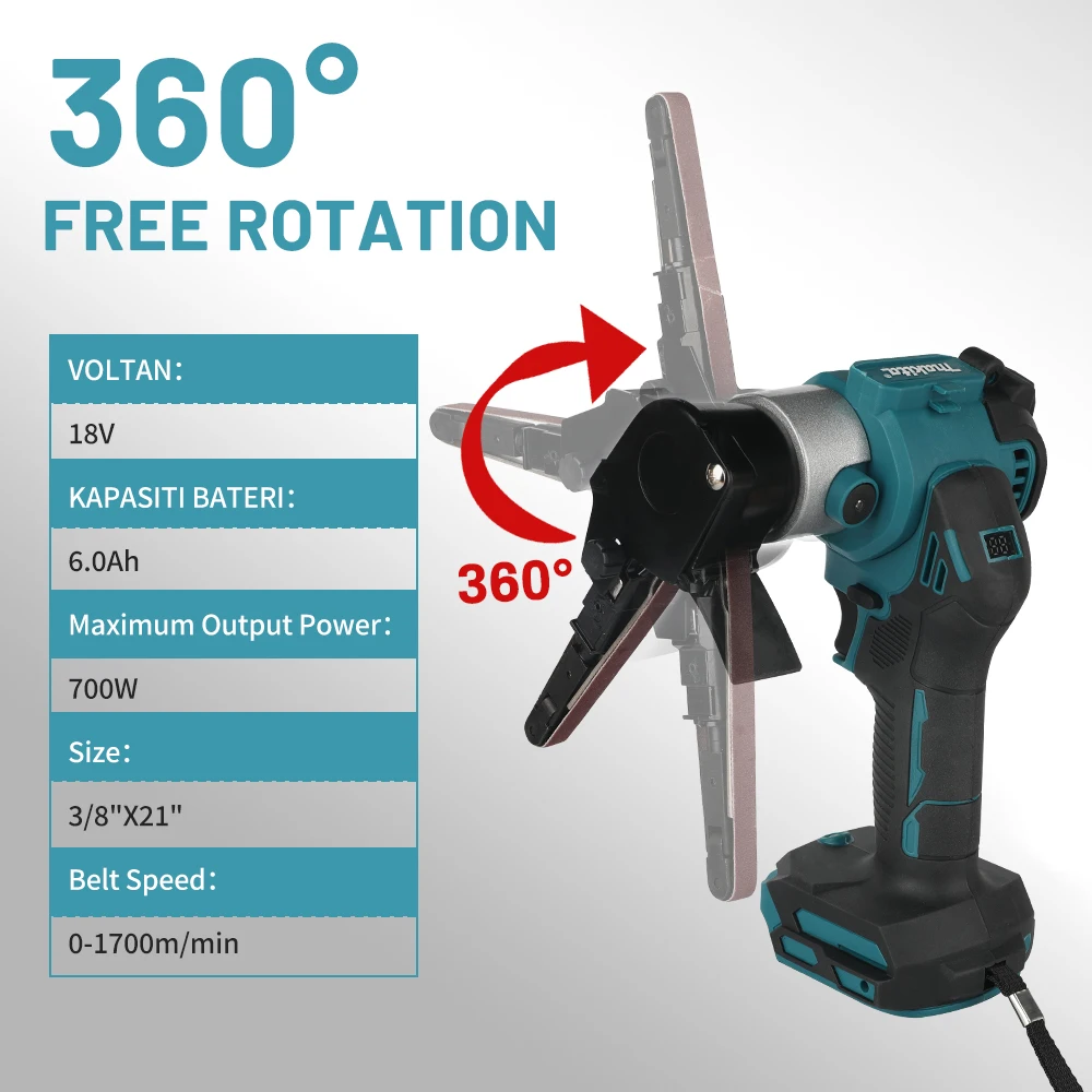 Makita 18V Battery Brushless Electric Belt Sander Cordless Sander Polisher With Belts Wood Metal Work Power Tools.DBS180Z
