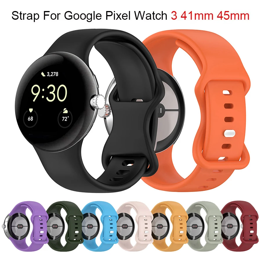 For Google Pixel Watch 3 41 45mm Strap Silicone Replace Wristband Bracelet For Google Pixel 2 Smart Watch Band Accessory No Gaps