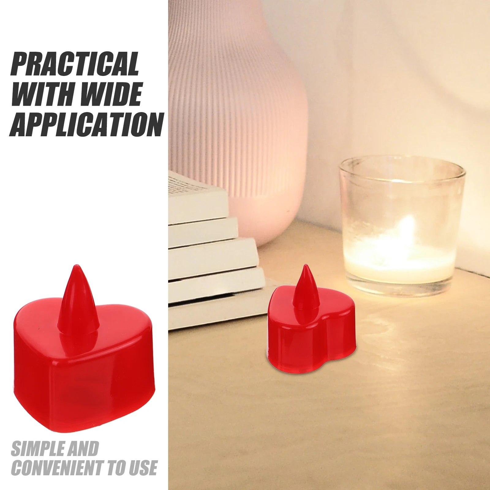 

24pcs Led Electronic Lamp Heart Shape Eco Friendly Operated Flameless Lights For Party Decorations Night