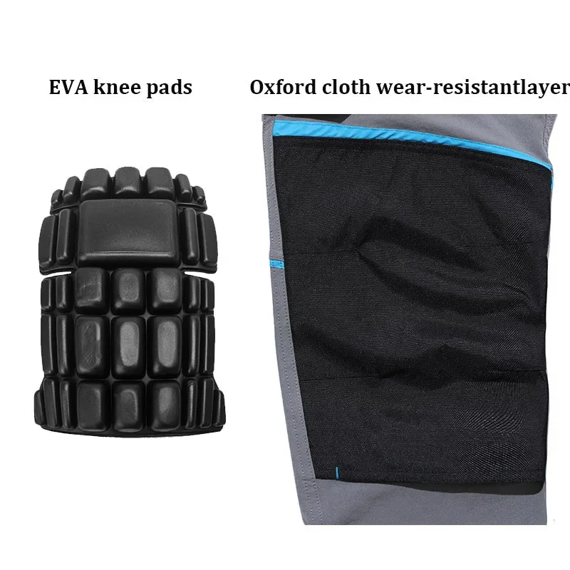 Pantaloni da lavoro ad alta elasticità Pantaloni da lavoro cargo multitasche da uomo con strisce riflettenti Pantaloni da lavoro ad alta visibilità con ginocchiere