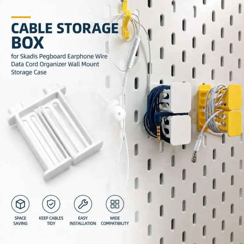 Pegboard Cable Holder Box for Skadis Earphone Data Wire Storage Container Wall Organizer Accessory