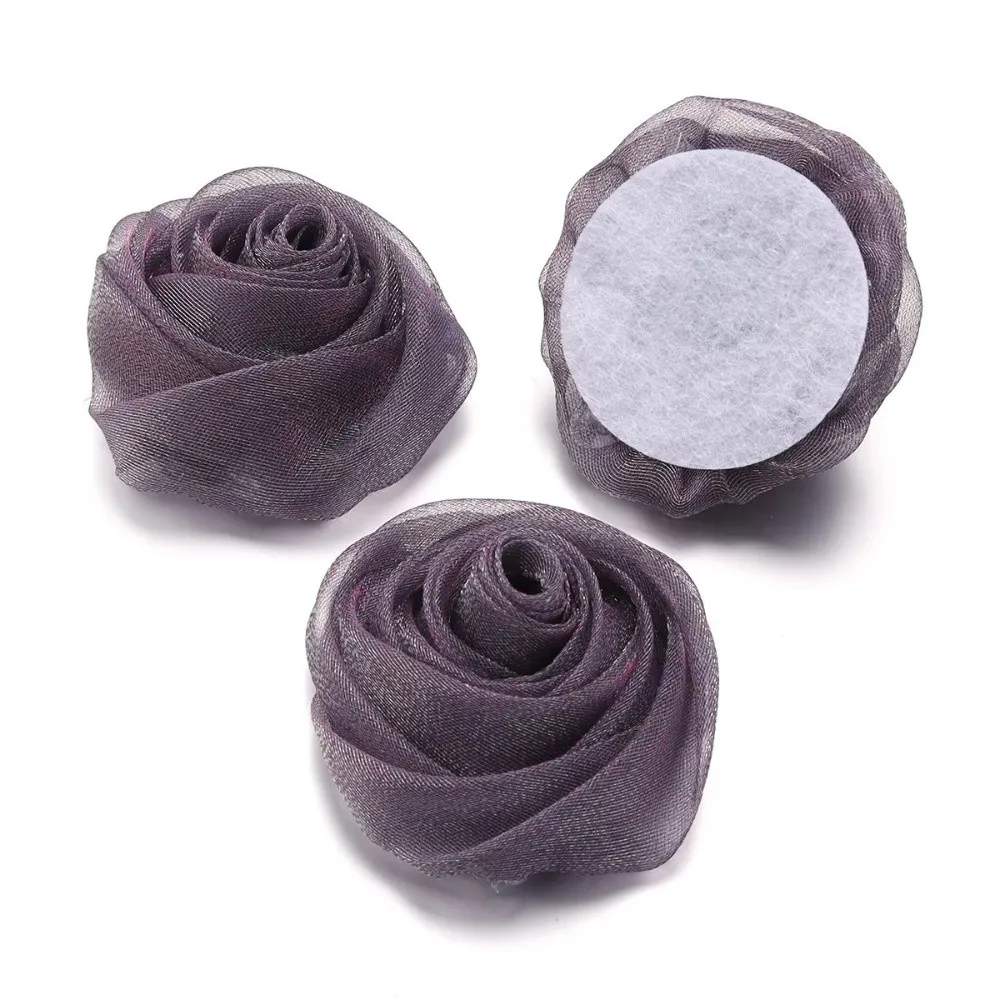 3Pcs 5cm Organza Fabric Rose Flower Fabric Colorful Chiffon Artificial Flower Flower Shape DIY Flower Accessory
