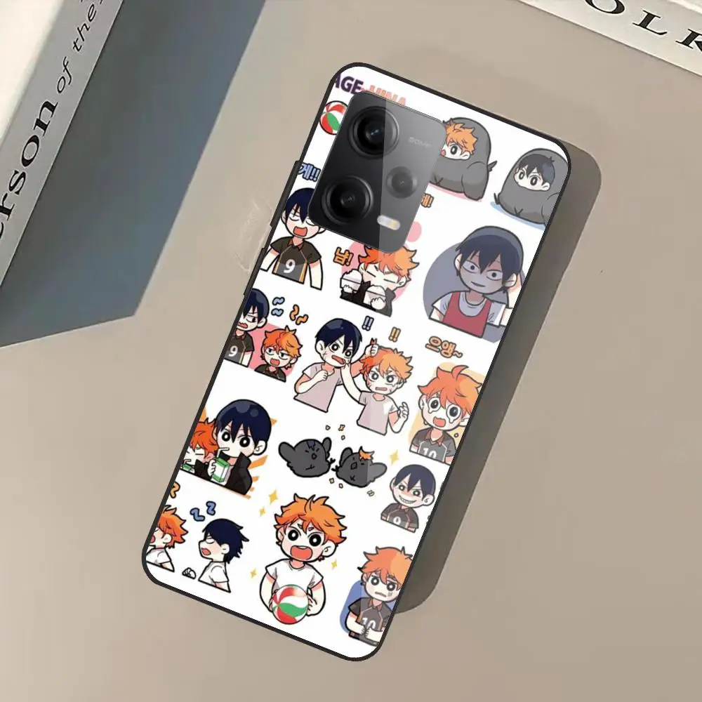 H_haikyu! Coque de téléphone en verre noir, coques pour Redmi Note 13 Pro Plus 12 11 A3X A1 A2 13C 12C