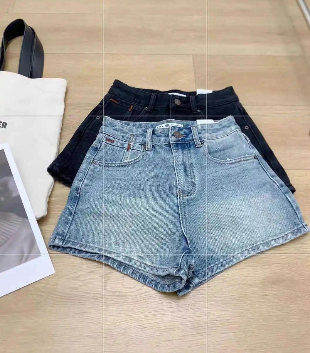 High Waist A-Line Wide Leg Jeans Shorts Women's Summer Fashionable Versatile Loose Slimming Hot Pants Durable Wear Resistant