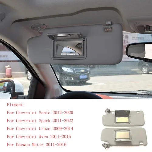 Accesorios para automóviles con espejo de maquillaje, visera solar para Chevrolet Spark 2011-2022, cinturón, espejo de maquillaje, protección solar