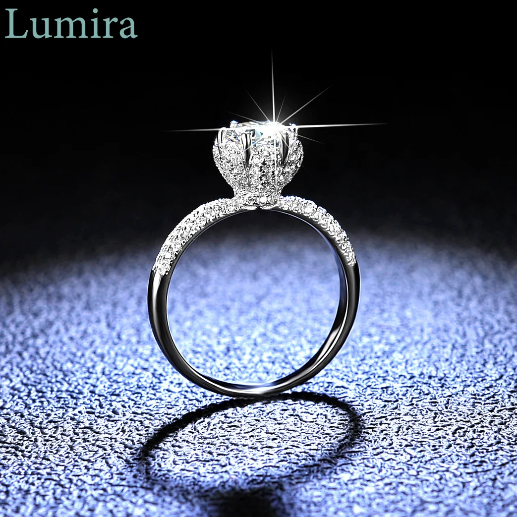 

Lumira 1 Carat Ice Queen Platinum PT950 Engagement Ring D-Color Moissanite Diamond Ring for Women Charm Fine Jewelry Gift